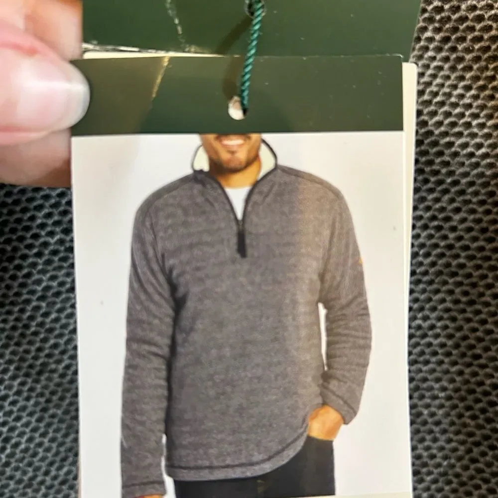 New Orvis Men Fleece Lined 1/4 Zip Pullover Black & White Medium